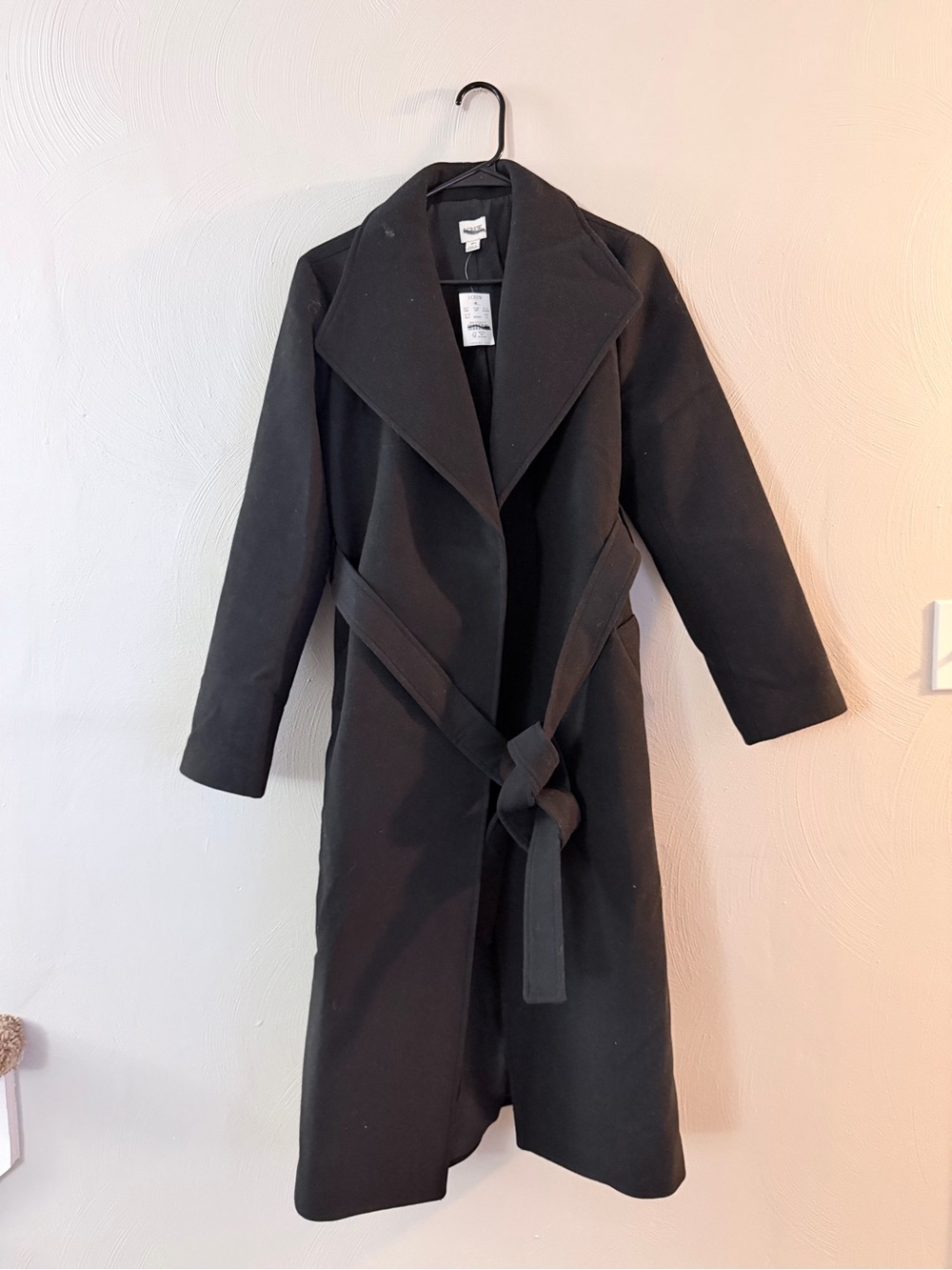 J. Crew Black Long Belted Trench Coat